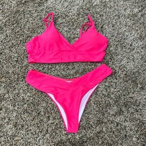 SheIn Pink Women's Swimsuit Bra and Panty Bikini, high cut small